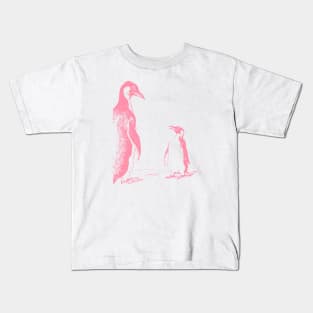 pink penguin vintage artwork Kids T-Shirt